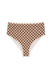 Culotte Taille Haute Coton BIO - Damier Marron