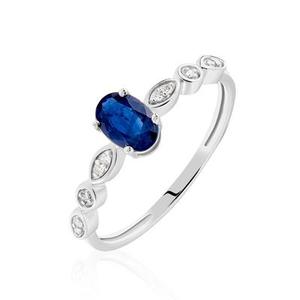 Bague Solitaire Michaela Or Blanc Saphir Et Diamant