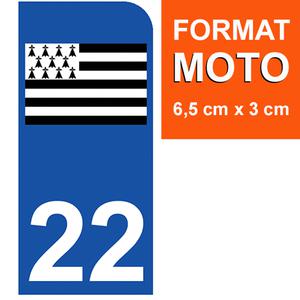 1 sticker pour plaque d'immatriculation MOTO , 22 COTE D'ARMOR