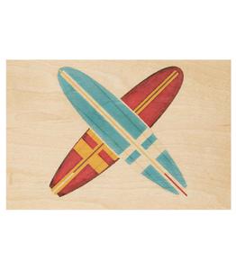 Woodhi - Carte postale en bois Travel Surf - Rose