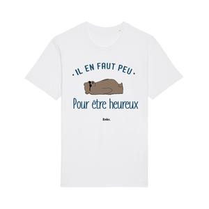 T-shirt Homme - Il En Faut Peu Pour Être Heureux - Blanc - Taille XXL