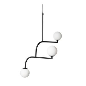 MOBIL-Suspension Métal/Verre 3 lumières H70cm Noir