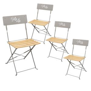 MALAM - Lot de 4 Chaises Pliantes Taupe Motif Bella Vita