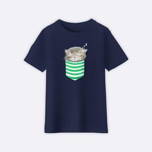 Tshirt Enfant Cat In The Pocket - Navy - Taille 10 ans