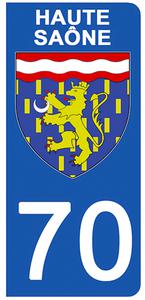 2 stickers pour plaque d'immatriculation Auto, 70 blason de Haute Saône