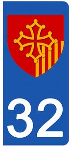 2 stickers pour plaque d'immatriculation Auto, 32 Gers