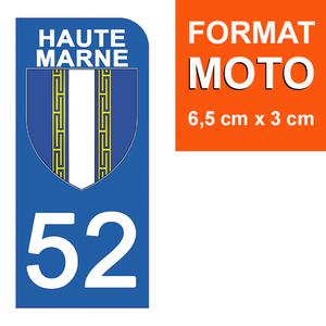 1 sticker pour plaque d'immatriculation MOTO , 52 HAUTE MARNE