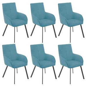 CATILA - Lot de 6 Fauteuils Bleus Piètement Gris Mat