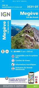 Carte de randonnée 3531OT - Megeve, Col Des Aravis - 1/25 000
