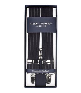 Albert Thurston - Bretelles Sutting 3 Clip Bleu à rayures blanches - Bleu