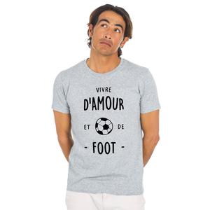 T-shirt Homme - Vivre D'amour Et De Foot - Gris Chiné - Taille XXL