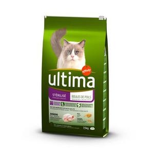 7,5kg Ultima Stérilisé / Boules de poils pour chat - Croquettes pour chat