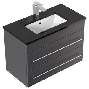 Meuble de salle de bain ETON 700 quartz noir meuble en anthracite