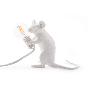 MOUSE-Lampe à poser Souris assise câble USB H12.5cm Blanc