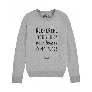 Sweat Femme - Recherche Doublure Pour Bosser A Ma Place - Gris Chine - Taille XXL