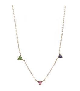 And... Paris - Femme - Collier Choker Triangles Saphir rose, Saphir bleu et Tsavorite - Doré