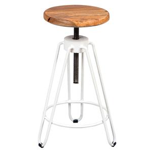 Thibert - tabouret métal blanc et bois massif