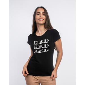 T-shirt Femme - Amour Face - Noir - Taille L