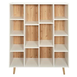 BILLY - Bibliothèque 14 Etagères Blanc Crème et Bois