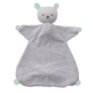 Doudou Plat Hoppa Coton Bio Souris Indy Gris Argent & Vert Menthe -