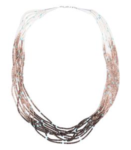 Harpo - Femme - Collier Tie & Dye coquillages et turquoises - Marron