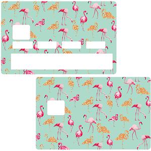 Sticker pour carte bancaire, les Flamants roses