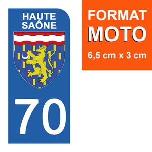 1 sticker pour plaque d'immatriculation MOTO , 70 HAUTE SAONE