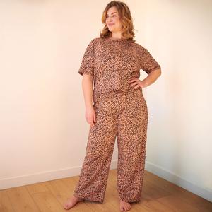 Pyjama long Coton BIO - Léopard Mocha
