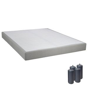 Tapikit - sommier tapissier démontable 2x20 lattes 160x200cm lin + pieds anthracites 15cm