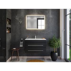 MARS 800 Slimline avec miroir LED meuble de salle de bain noir satiné