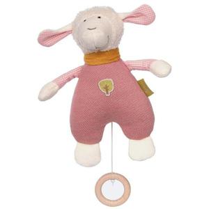 Peluche musicale Bio Sigikid Mouton Velours de coton & Vichy rose