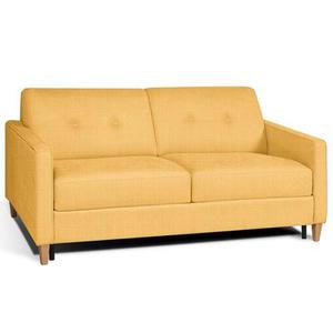 Canapé convertible NORWAY 140cm matelas 16 cm système express sommier lattes RENATONISI tweed jaune melon