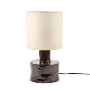 CATHERINE-Lampe à poser céramique et lin H47cm Noir
