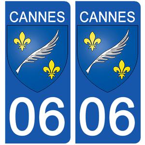 2 stickers pour plaque d'immatriculation Auto, 06 Cannes