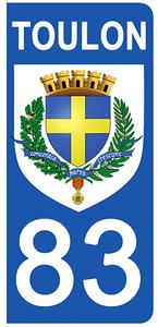 2 stickers pour plaque d'immatriculation Auto, 83 Var, Toulon