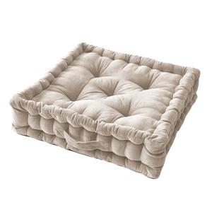 HARRIS - Coussin de Sol 50x50cm Velours de Coton Capitonné Coloris Pampa