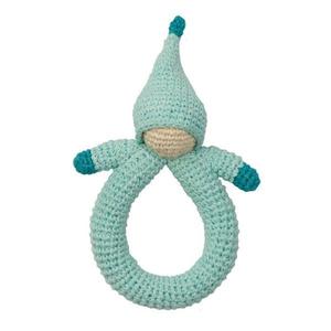 Hochet au Crochet Hoppa Poupée Bleu Coton Bio GOTS - Hochets bébé