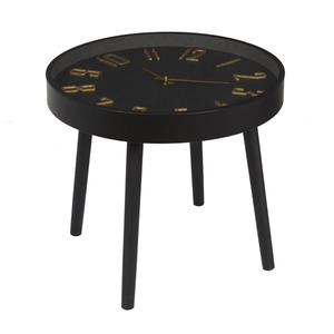 ORLAR - Table d'Appoint Horloge Silencieuse Ø50cm Noir et Or