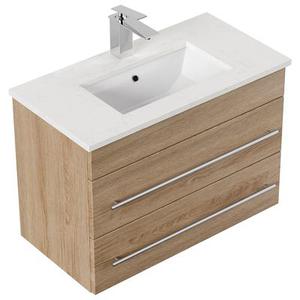 Meuble de salle de bain ETON 700 quartz Carrara meuble en chêne clair