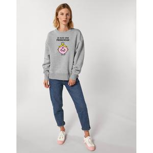 Sweat Femme - Je Suis Une Princesse Face - Gris Chine - Taille XXL