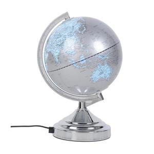 MUNDO-Lampe Globe Terrestre Métal L20cm Argenté