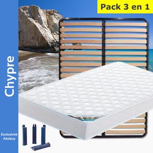 Chypre - pack matelas + lattes 120x190 + pieds