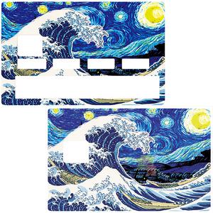 Stickers pour carte bancaire, La Vague de Kanagawa de Hokusai Vs la nuit étoilée de Van Gogh