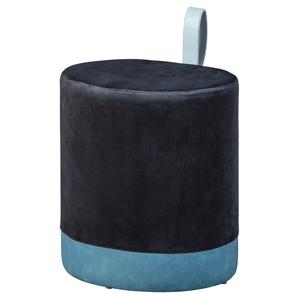 Opale - pouf avec lanière noir et bleu