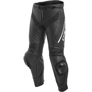 Dainese Delta 3 Pantalons de cuir perforé moto, noir-blanc, taille 58