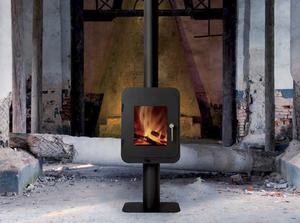 Poêle à bois Red Pod Cube Slim 10 Kw Noir Anthracite