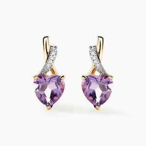 Boucles D'oreilles Or Jaune Clothilde Amethystes Oxydes