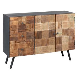 Fulbert - buffet 2 portes 3 tiroirs acier et bois massif
