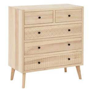 PAPLIO - Commode 5 Tiroirs en MDF et Bois de Peuplier