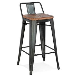 Tabouret snack mi-hauteur 'MECANO MINI' en métal gris foncé style industriel